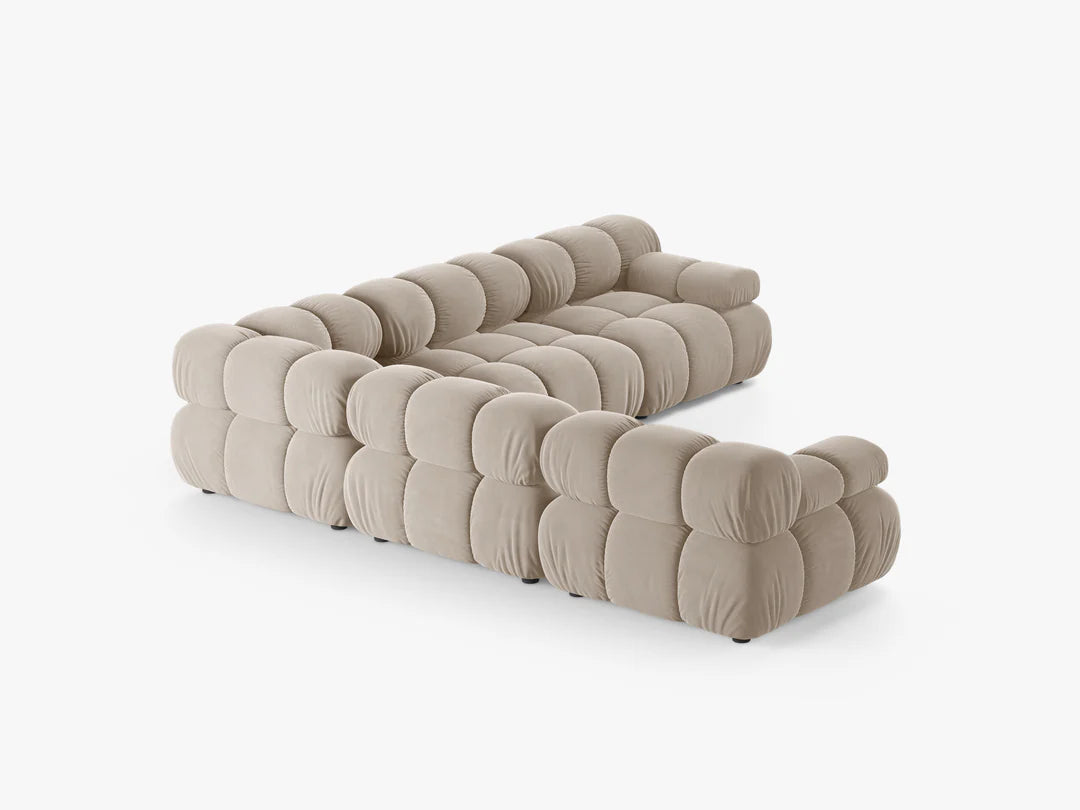 PolsterOase Selene Ecksofa (beidseitig) in Samt, 282 cm Breite - Modulsofa -3 #Variant_Beige