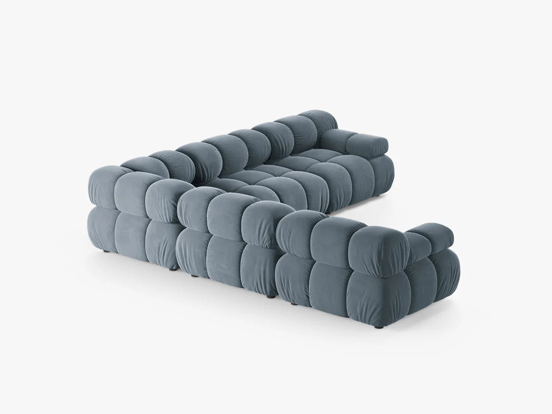 PolsterOase Selene Ecksofa (beidseitig) in Samt, 282 cm Breite - Modulsofa -3 #Variant_Blau
