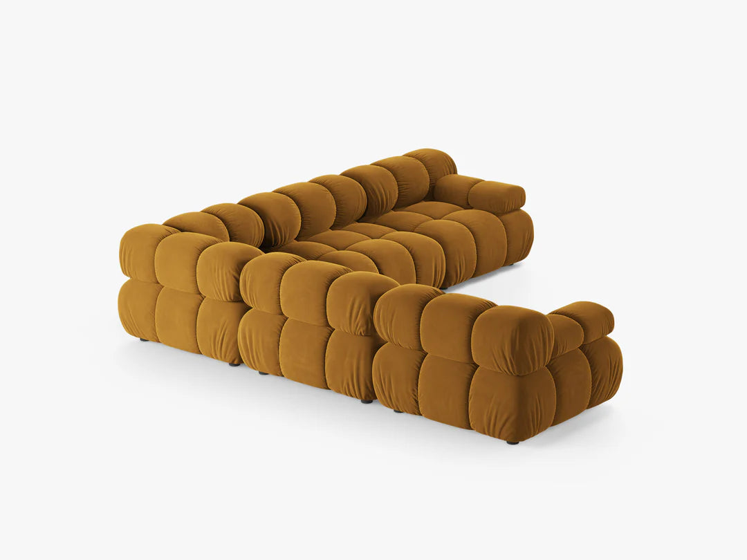 PolsterOase Selene Ecksofa (beidseitig) in Samt, 282 cm Breite - Modulsofa -3 #Variant_Gold