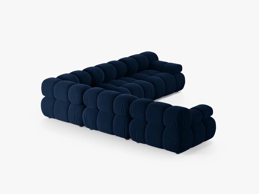 PolsterOase Selene Ecksofa (beidseitig) in Samt, 282 cm Breite - Modulsofa -3 #Variant_Marineblau