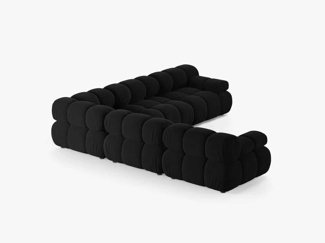 PolsterOase Selene Ecksofa (beidseitig) in Samt, 282 cm Breite - Modulsofa -3 #Variant_Schwarz