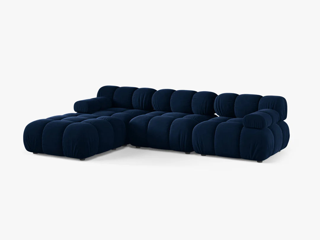 PolsterOase Selene Ecksofa (links) in Samt, 282 cm Breite - Modulsofa -2 #Variant_Marineblau