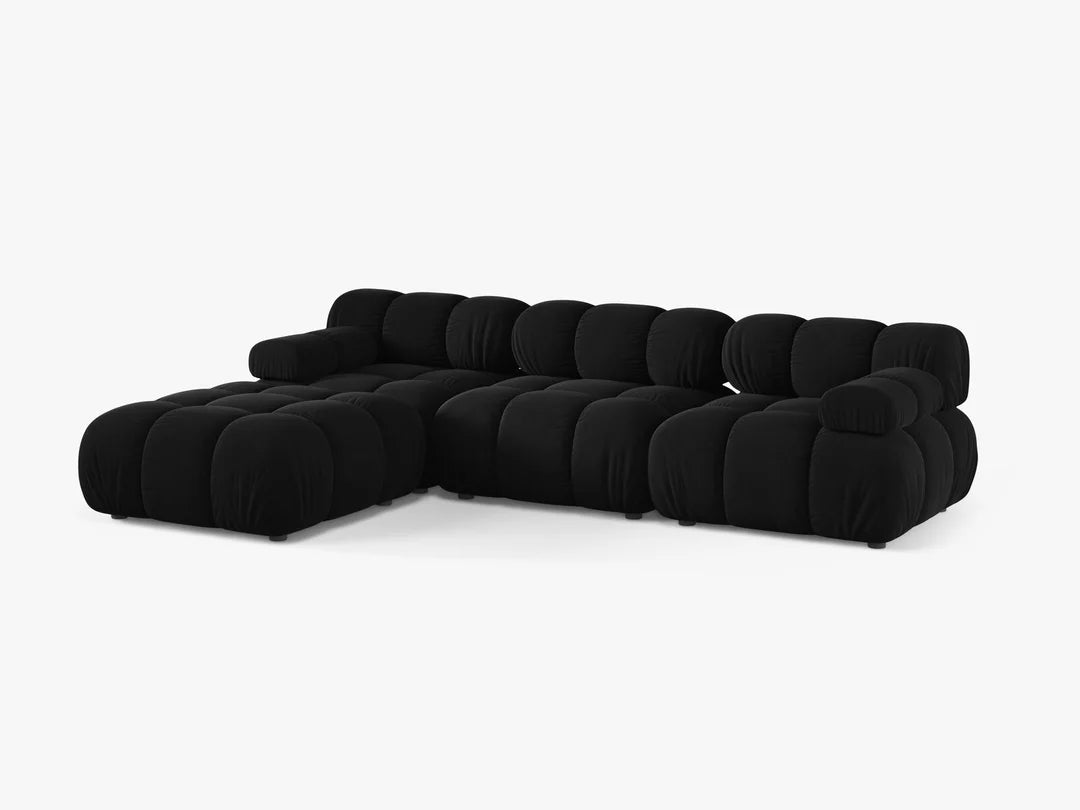 PolsterOase Selene Ecksofa (links) in Samt, 282 cm Breite - Modulsofa -2 #Variant_Schwarz