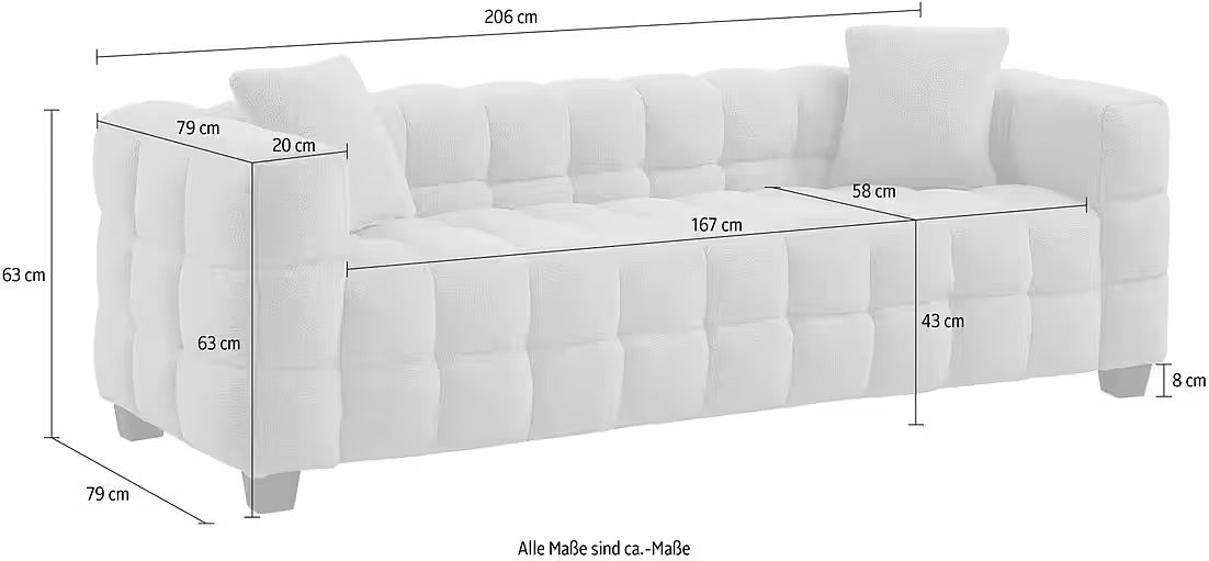 PolsterOase Sofa 3-Sitzer in Bouclé, 206 cm Breite -5