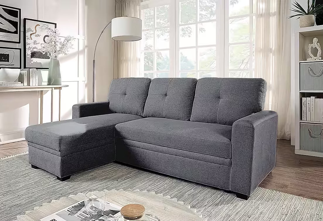 PolsterOase Sofa Ecksofa in Struktur, 199 cm Breite -1 #Variant_Grau-Links
