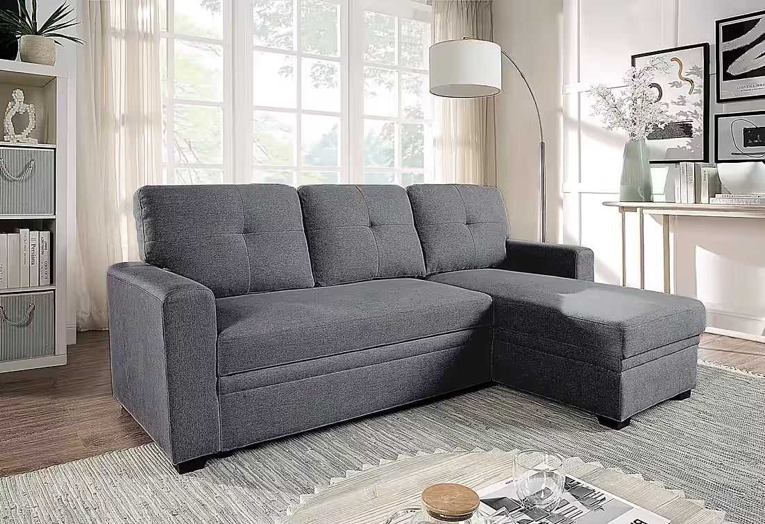 PolsterOase Sofa Ecksofa in Struktur, 199 cm Breite -2 #Variant_Grau-Rechts