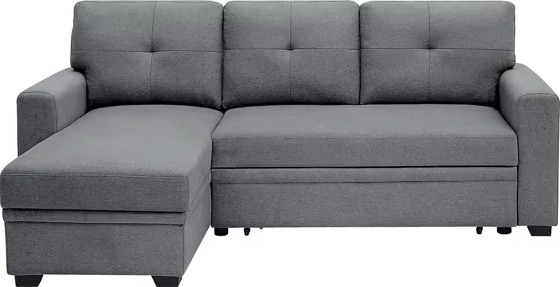 PolsterOase Sofa Ecksofa in Struktur, 199 cm Breite -4 #Variant_Grau-Links