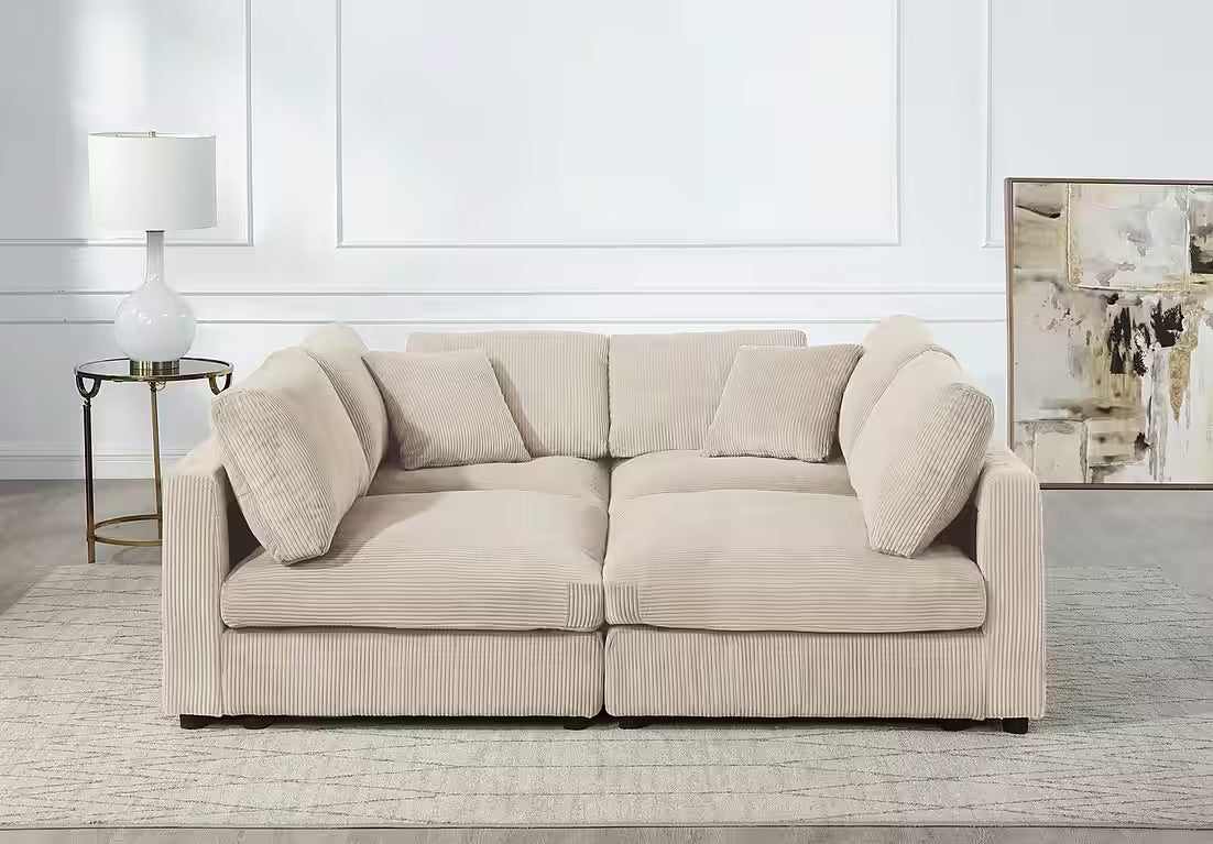 PolsterOase Sofa Modulsofa in Cord, 352 cm Breite -3
