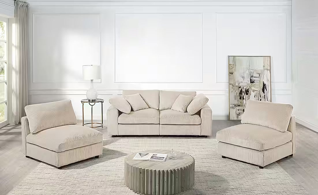 PolsterOase Sofa Modulsofa in Cord, 352 cm Breite -5