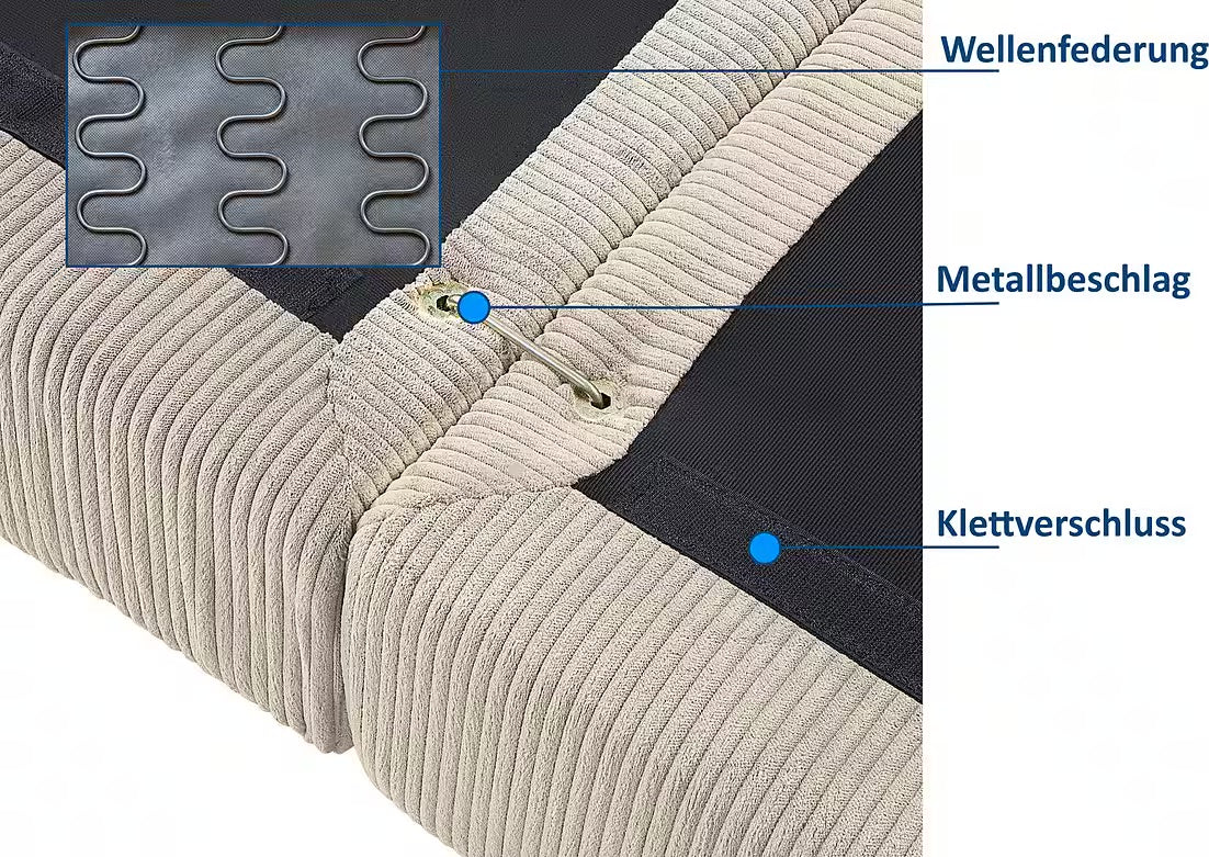 PolsterOase Sofa Modulsofa in Cord, 352 cm Breite -8