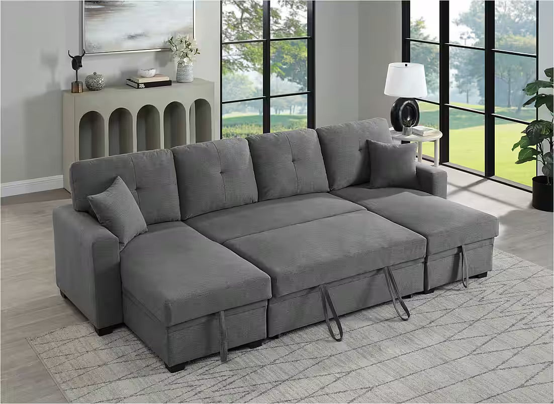 PolsterOase Sofa Wohnlandschaft in Struktur, 282 cm Breite -3