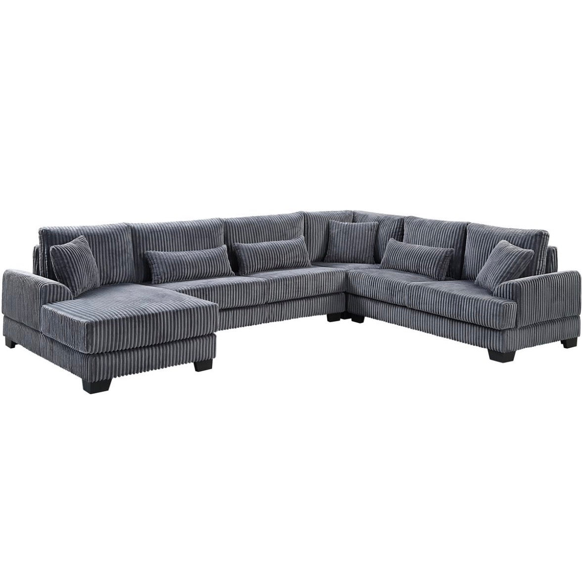 PolsterOase günstig Sofa Wohnlandschaft Miron in Breitcord Anthrazit-3
