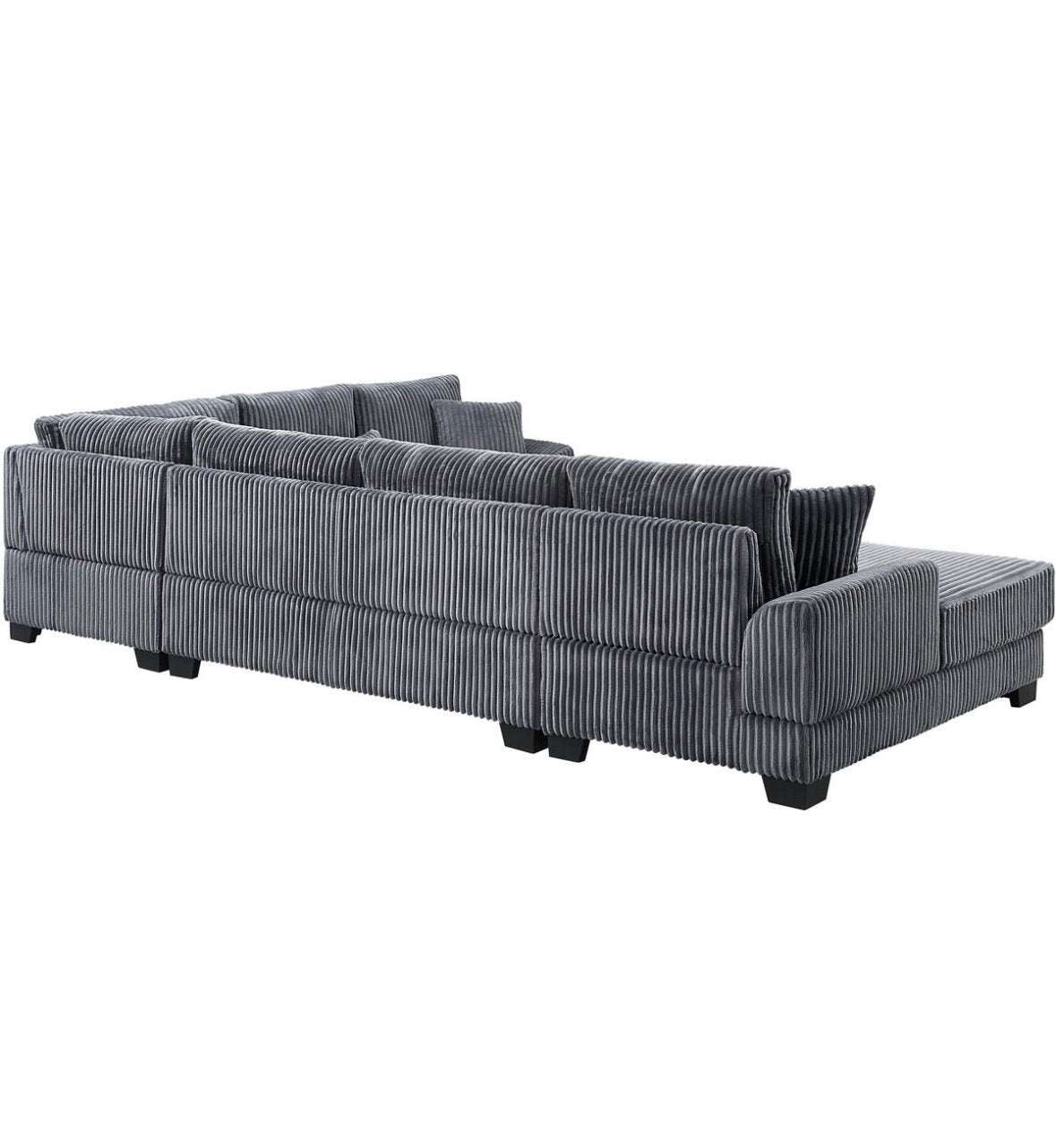 PolsterOase günstig Sofa Wohnlandschaft Miron in Breitcord Anthrazit-4