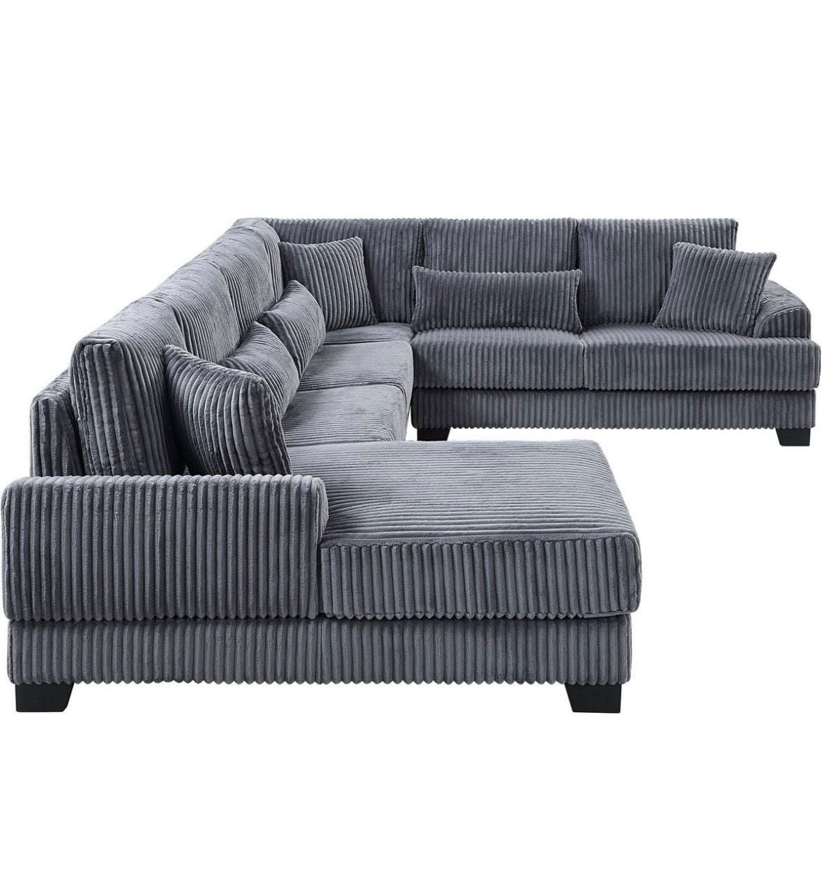 PolsterOase günstig Sofa Wohnlandschaft Miron in Breitcord Anthrazit-5