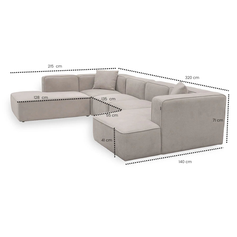 Benne U-Modulsofa Links in Beige, 326 cm Breite | PolsterOase