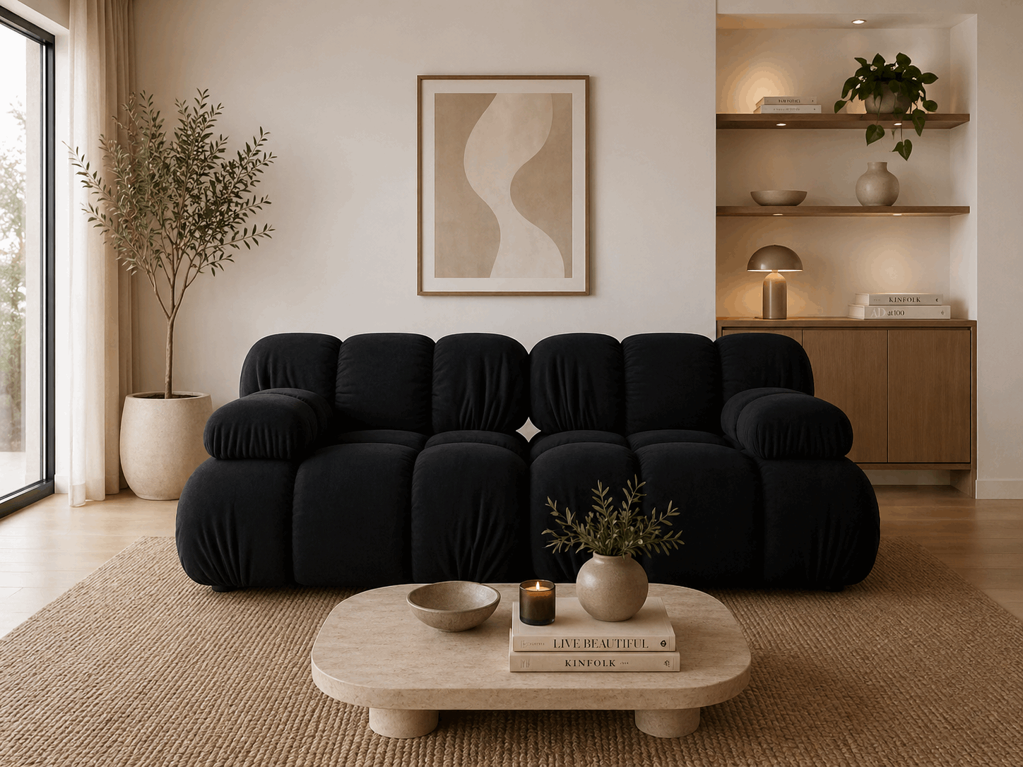 Selene 2-Sitzer Sofa in Samt, 188 cm Breite - Modulsofa