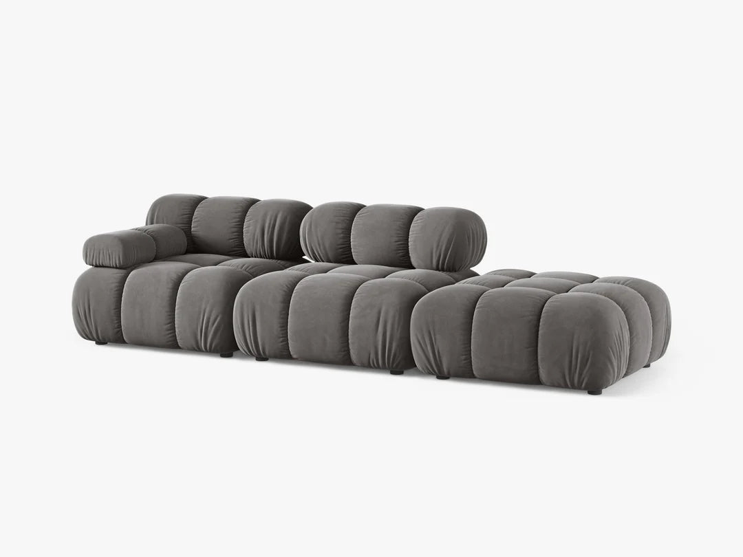Selene 4-Sitzer Sofa (links) in Samt, 282 cm Breite - Modulsofa #Variant_Grau-Links