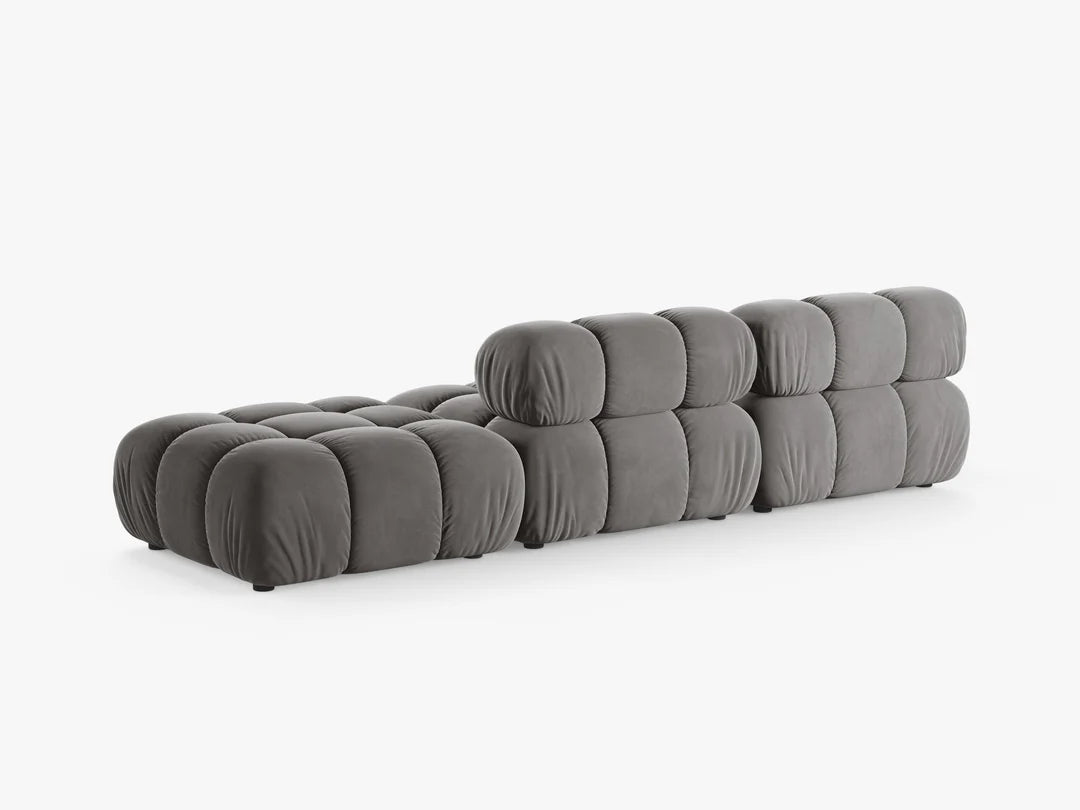 Selene 4-Sitzer Sofa (links) in Samt, 282 cm Breite - Modulsofa #Variant_Grau-Links