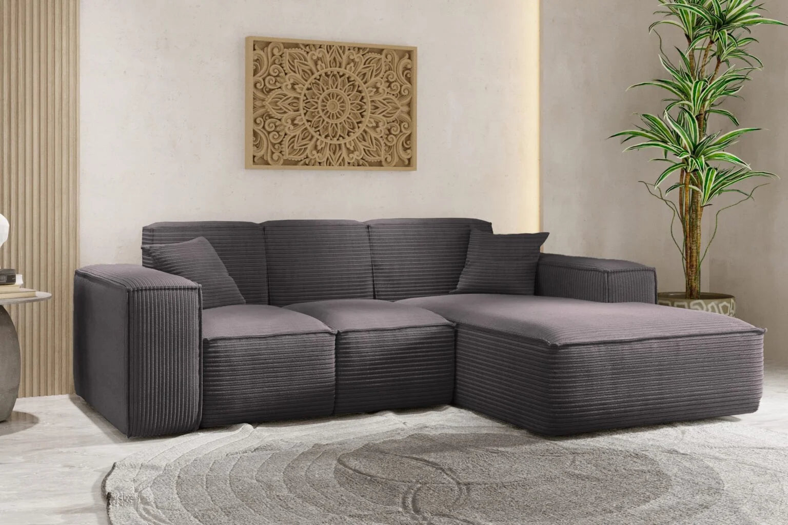 Sofa Ecksofa in Cord #Variant_Dunkelgrau-Rechts