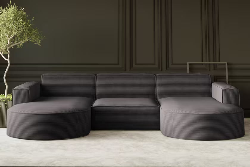 Sofa Wohnlandschaft Parma in Breitcord, 299 cm Breite #Variant_Dunkelgrau