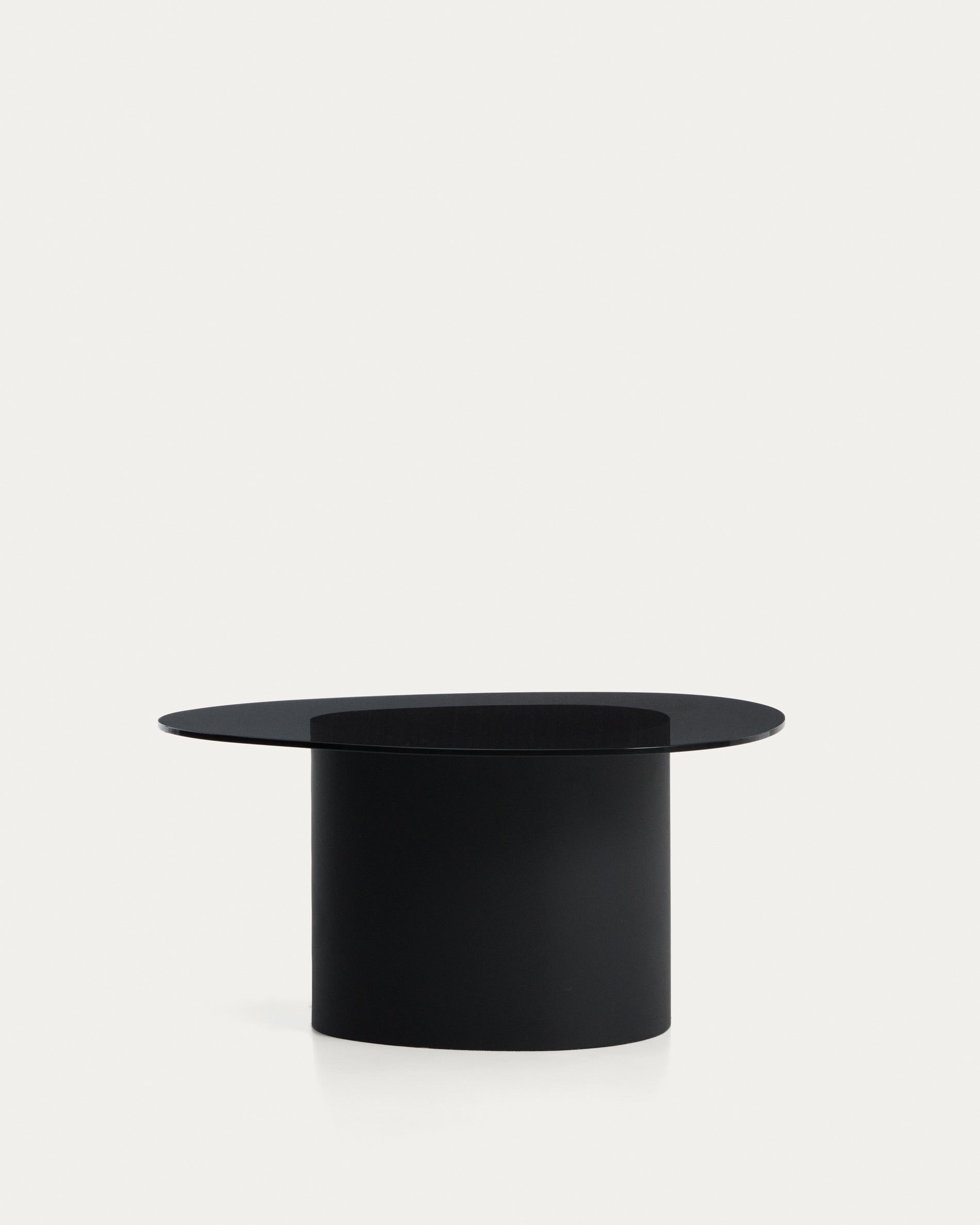Olir Couchtisch 82x74 cm – Design Couchtisch aus Glas & schwarzem Stahl