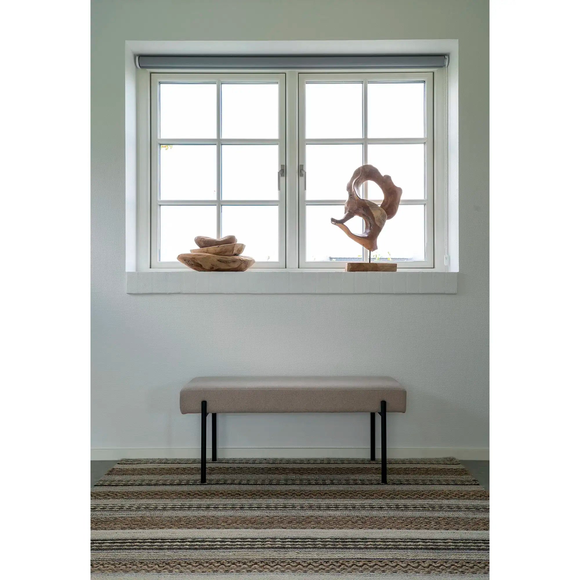 Teppich Natur/Grau 160x230 cm – Handgewebter Woll-Jute Teppich im skandinavischen Stil
