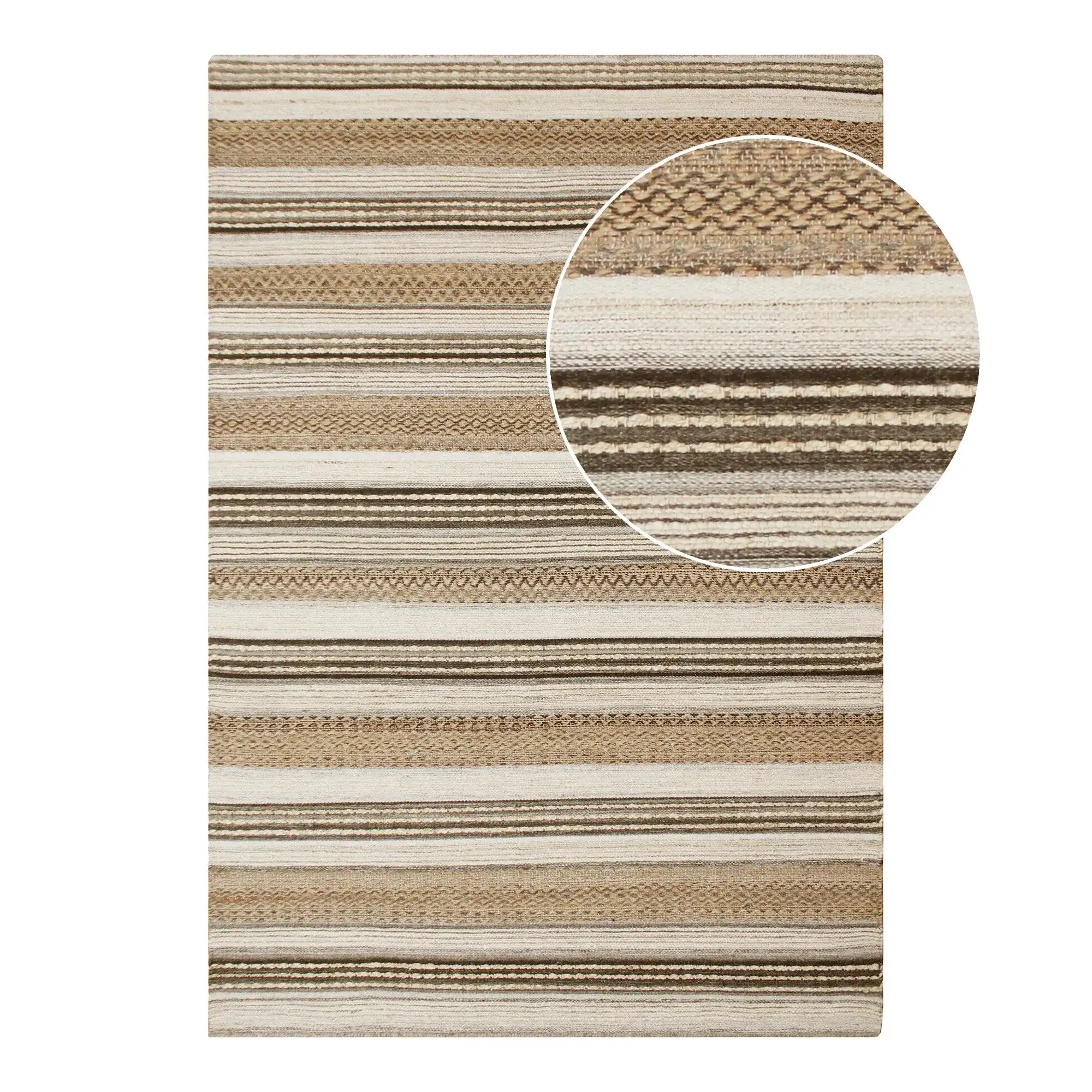 Teppich Natur/Grau 200x300 cm – Handgewebter Woll-Jute Teppich im skandinavischen Stil