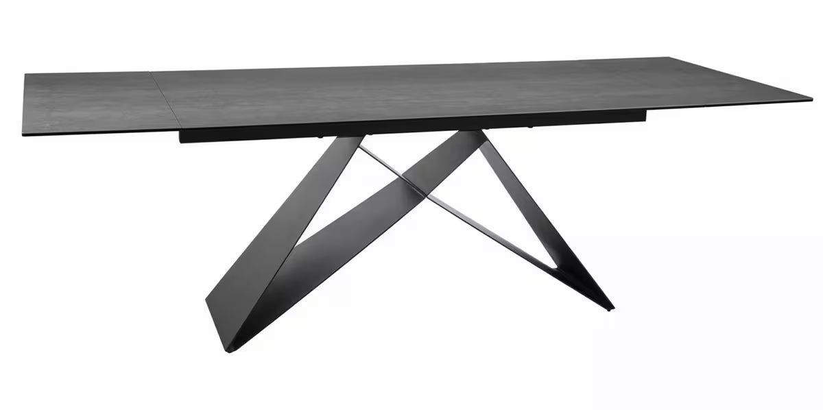 VEVANO Esstisch 160–240 cm – Design Keramiktisch ausziehbar (Ossido Braun / Schwarz Matt)