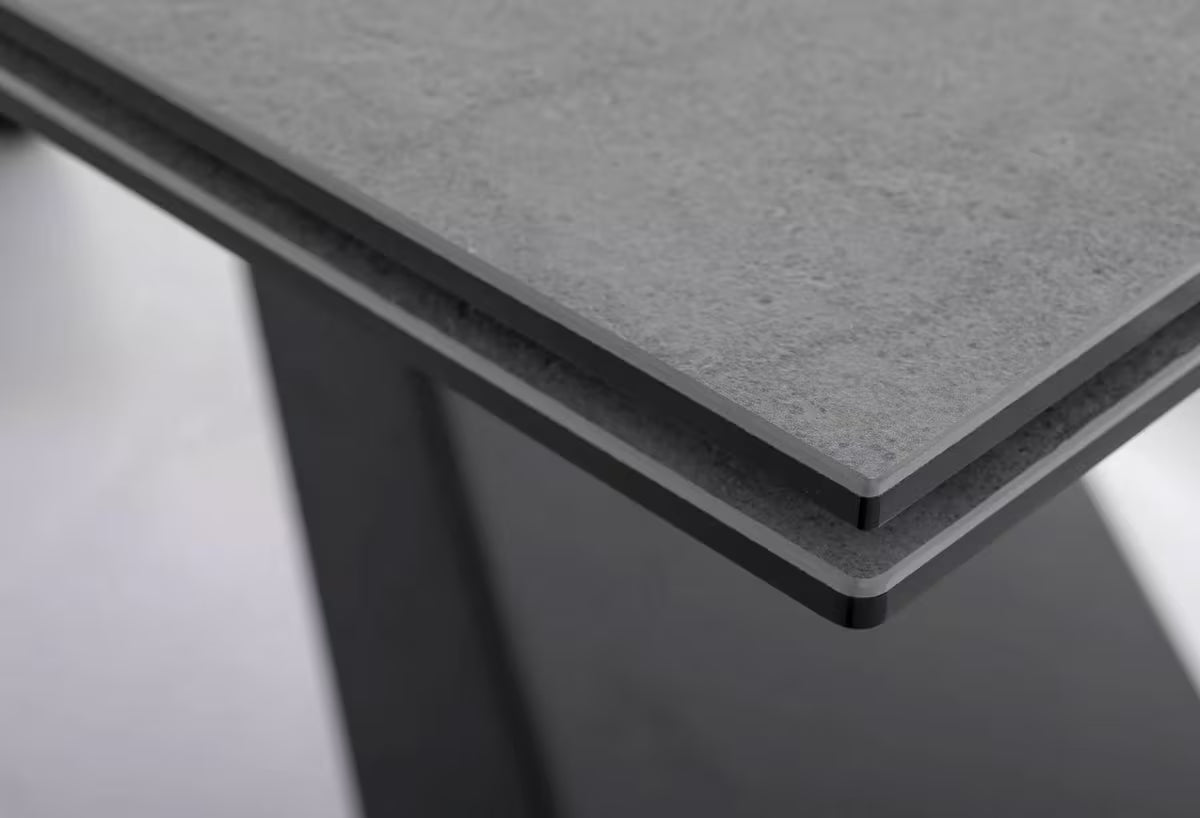 VEVANO Esstisch 160–240 cm – Design Keramiktisch ausziehbar (Ossido Braun / Schwarz Matt)