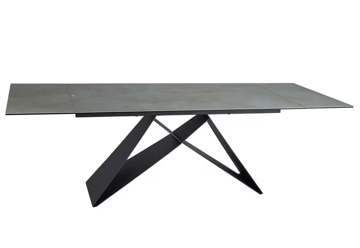 VEVANO Esstisch 160–240 cm – Design Keramiktisch ausziehbar (Oxidiertes Kupfer / Schwarz Matt)