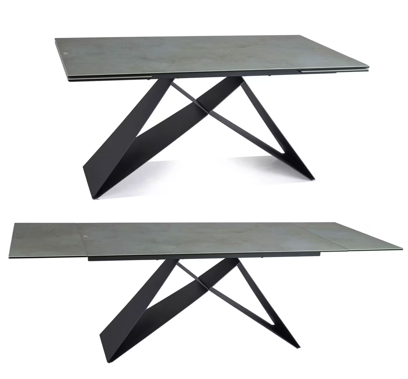 VEVANO Esstisch 160–240 cm – Design Keramiktisch ausziehbar (Oxidiertes Kupfer / Schwarz Matt)