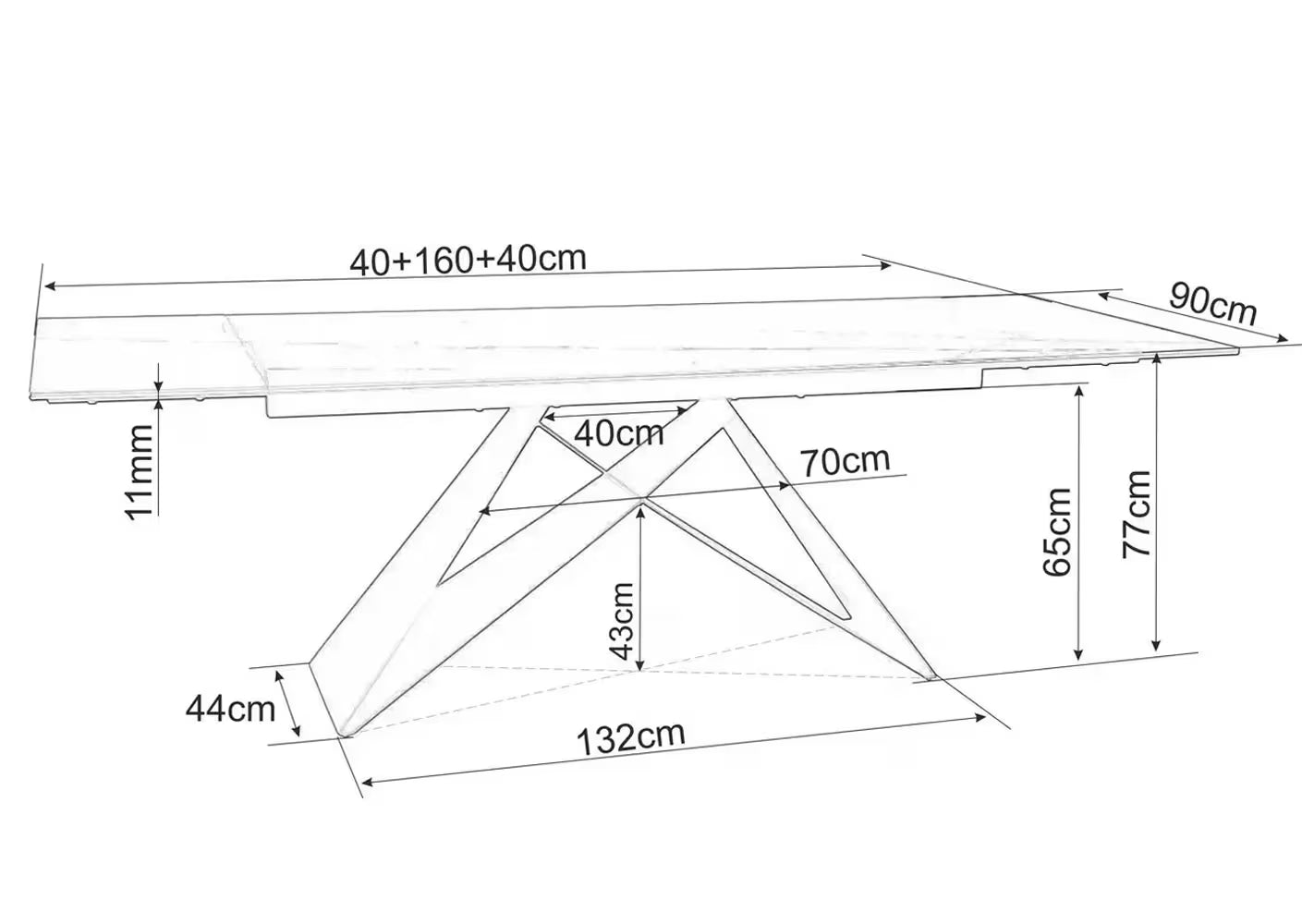 VEVANO Esstisch 160–240 cm – Design Keramiktisch ausziehbar (Rostfarben / Schwarz Matt)