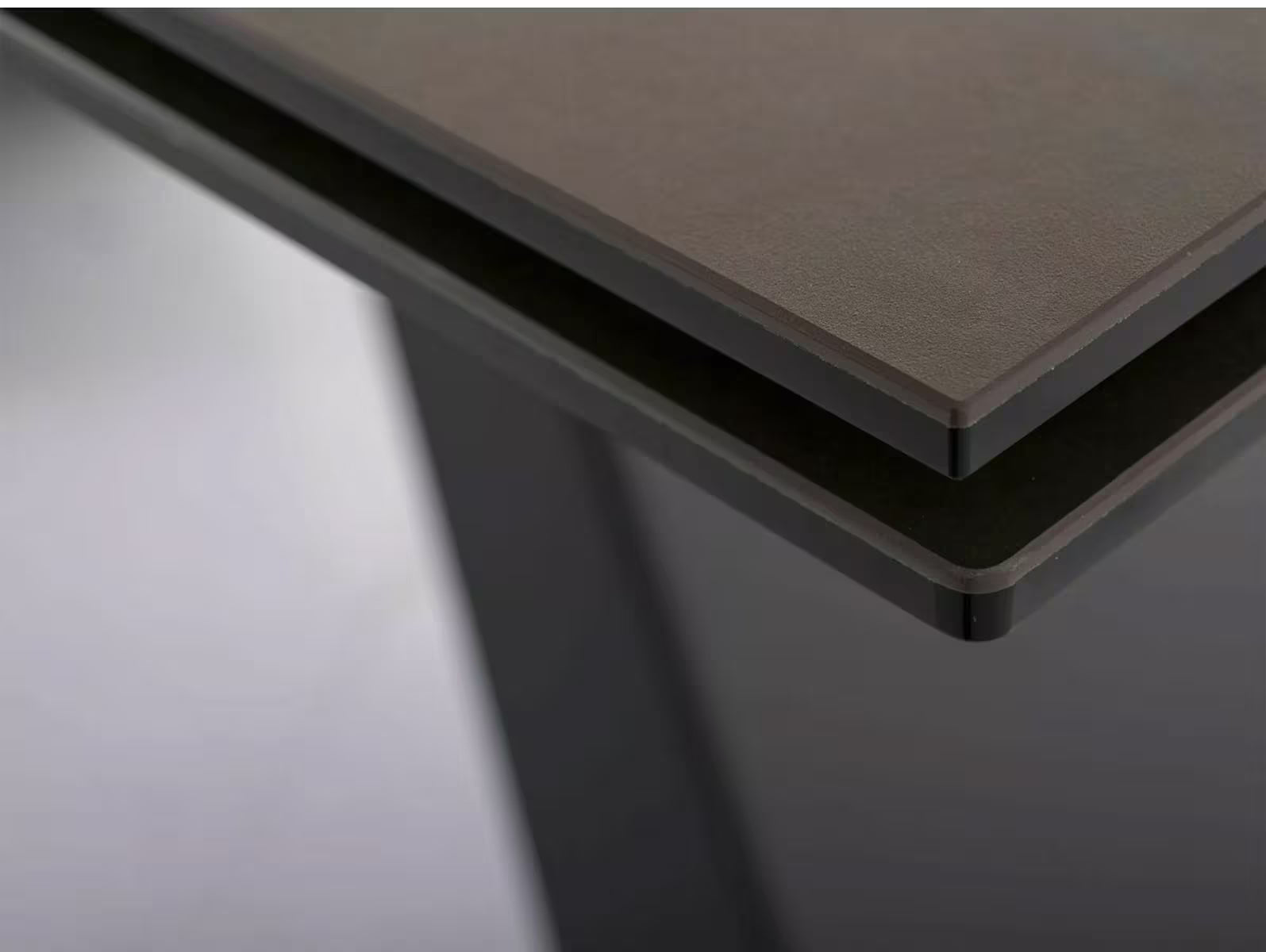 VEVANO Esstisch 160–240 cm – Design Keramiktisch ausziehbar (Rostfarben / Schwarz Matt)