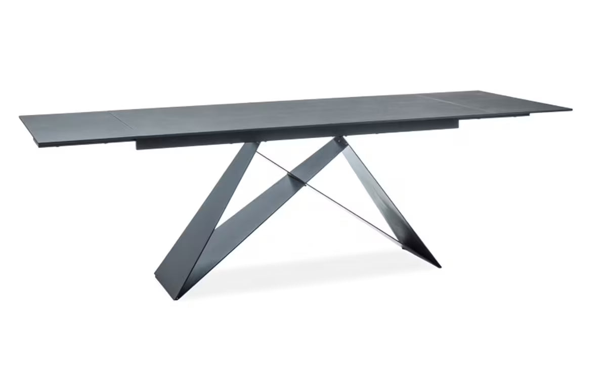 VEVANO Westin Esstisch 160–240 cm – Design Keramiktisch ausziehbar (Schwarz Matt / Schwarz)