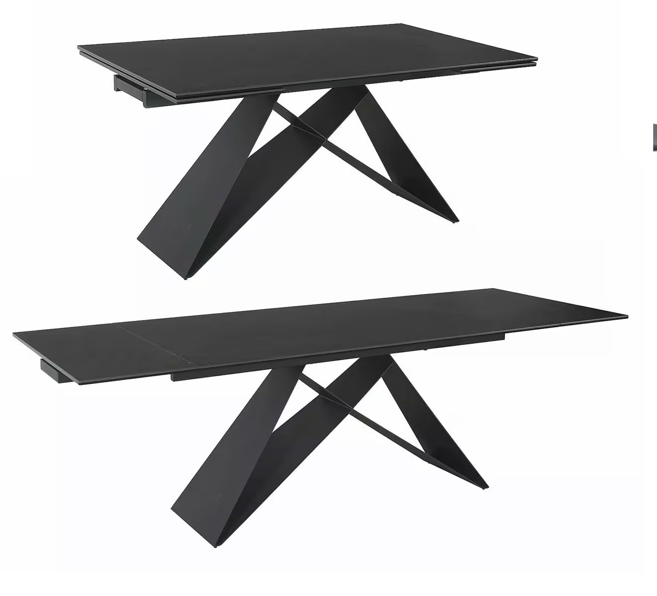 VEVANO Westin Esstisch 160–240 cm – Design Keramiktisch ausziehbar (Schwarz Matt / Schwarz)