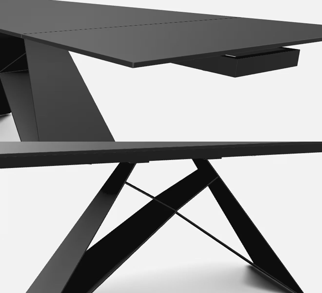 VEVANO Westin Esstisch 160–240 cm – Design Keramiktisch ausziehbar (Schwarz Matt / Schwarz)