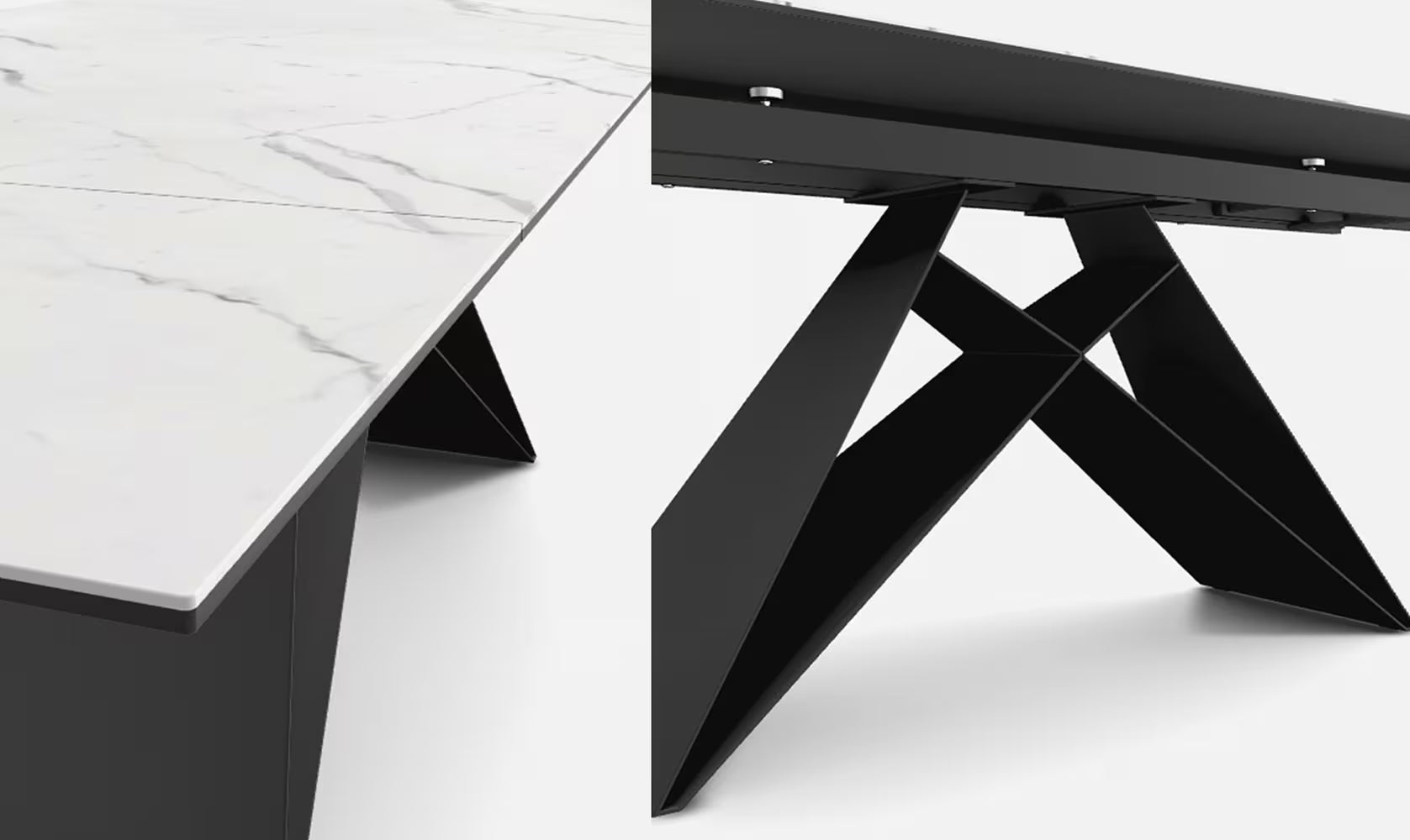 VEVANO Esstisch 160–240 cm – Design Keramiktisch ausziehbar (Rostfarben / Schwarz Matt)
