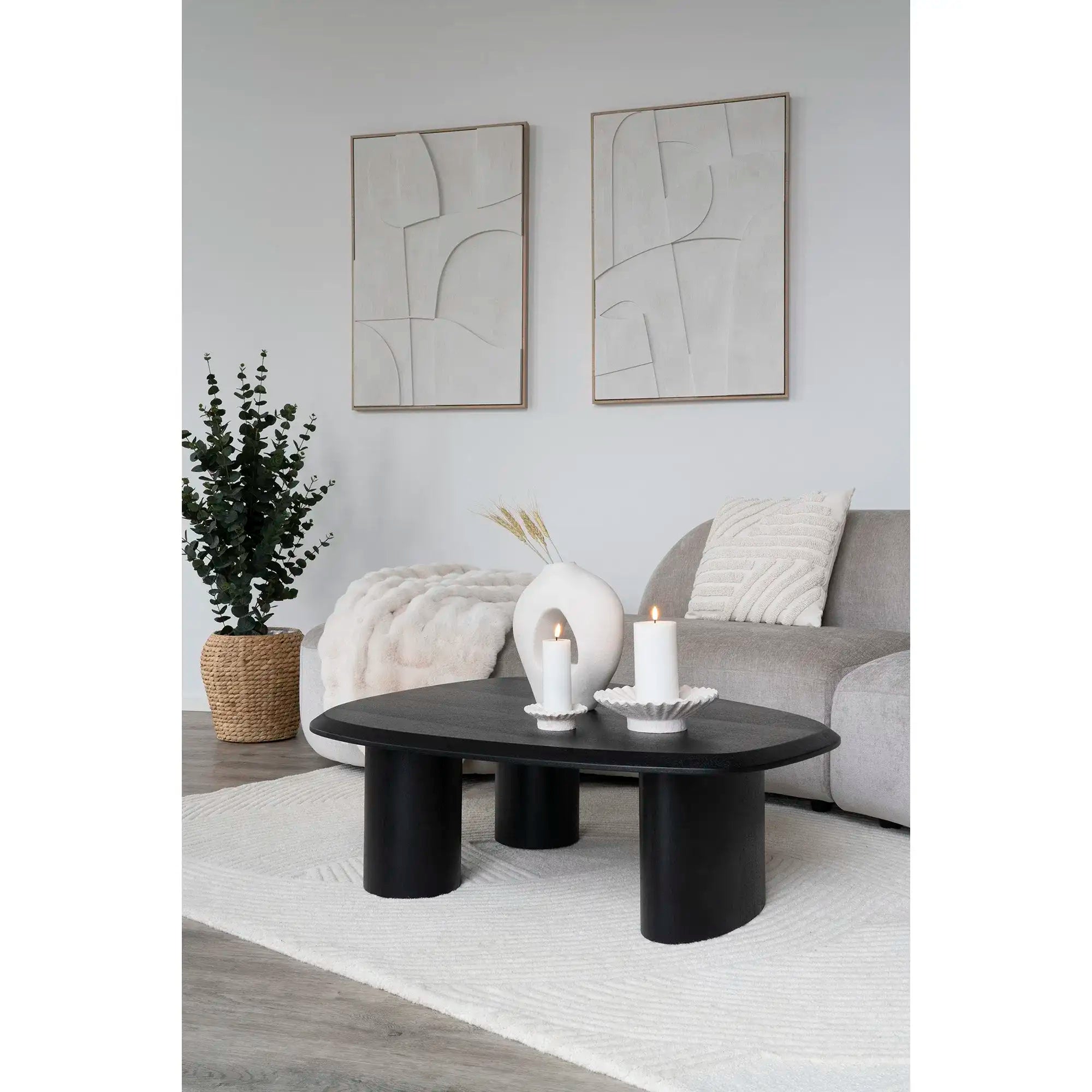 Wanddekoration Relief Weiß 60x90 cm – Modernes Wandbild im skandinavischen Stil