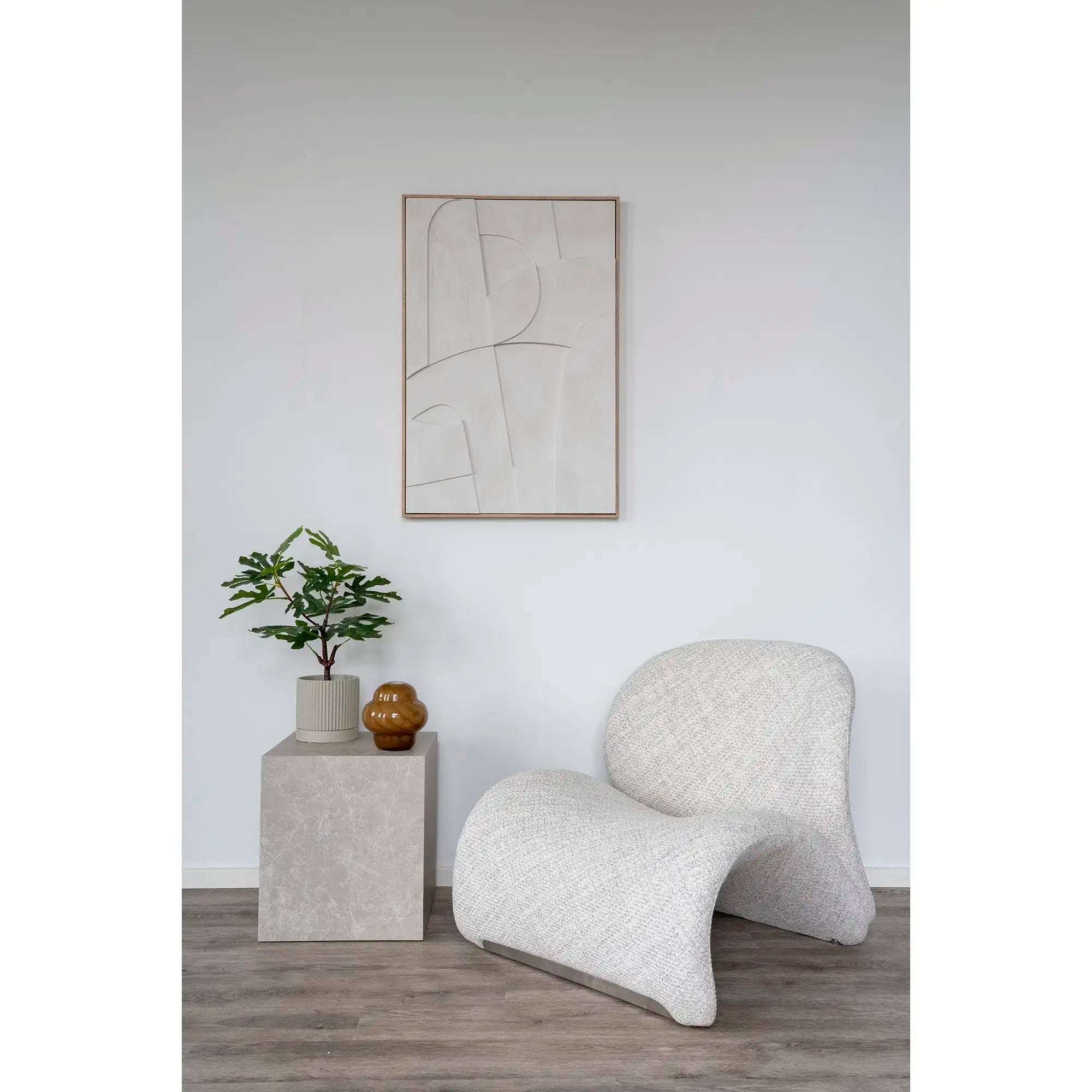Wanddekoration Relief Weiß 60x90 cm – Modernes Wandbild im skandinavischen Stil