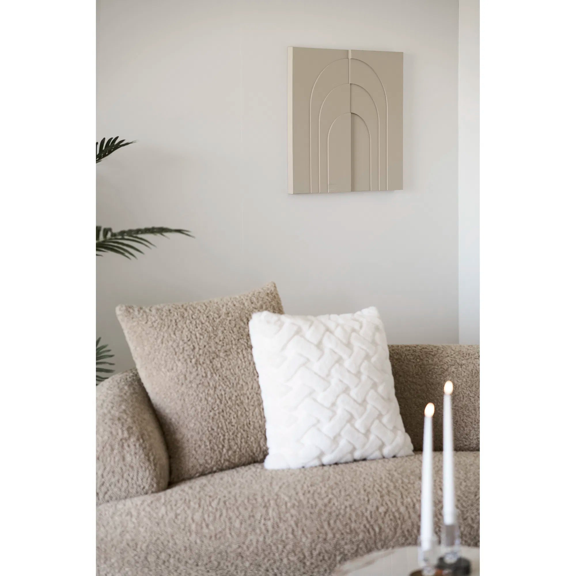 Wanddekoration in Beige 60x60 cm – Relief Wandbild im skandinavischen Stil