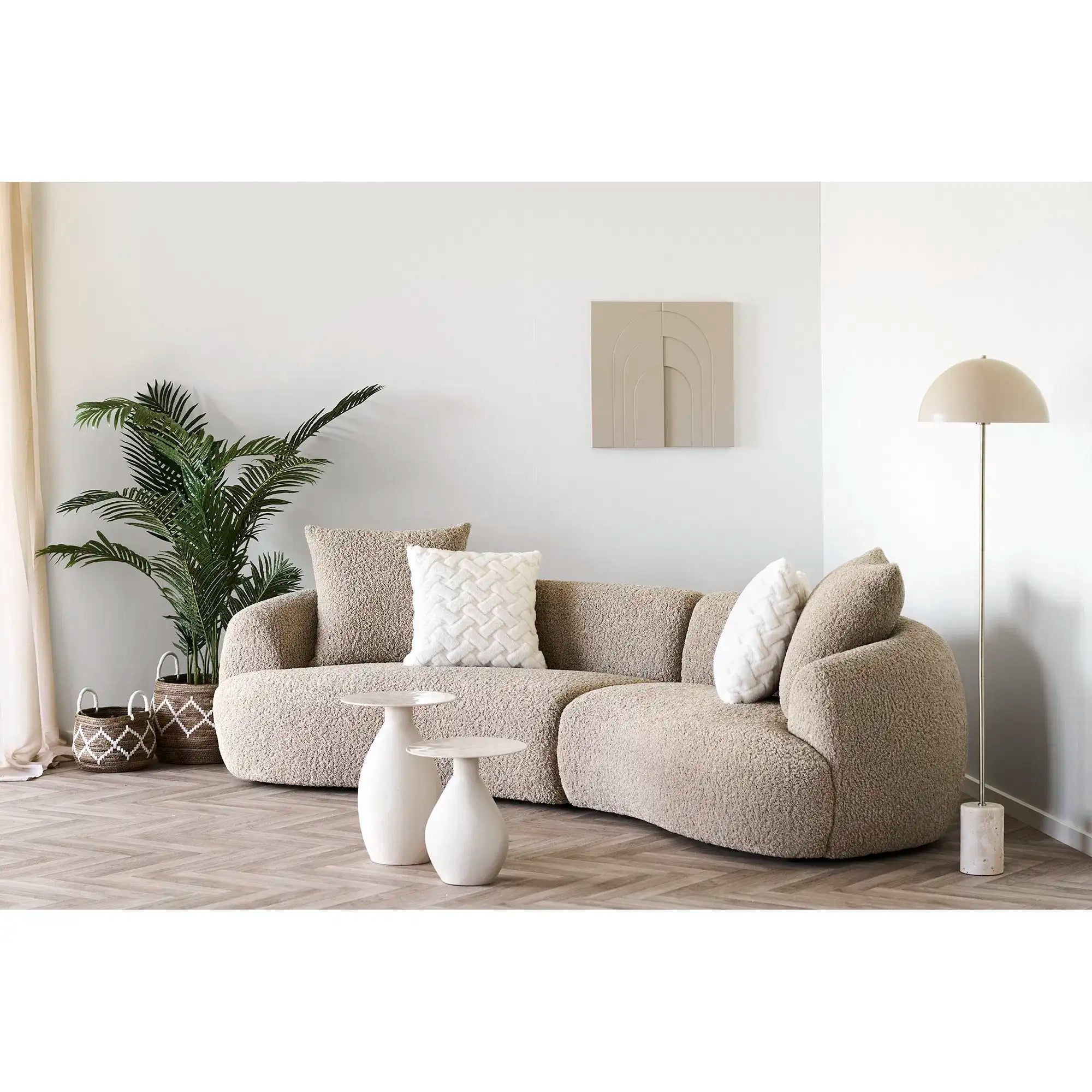 Wanddekoration in Beige 60x60 cm – Relief Wandbild im skandinavischen Stil