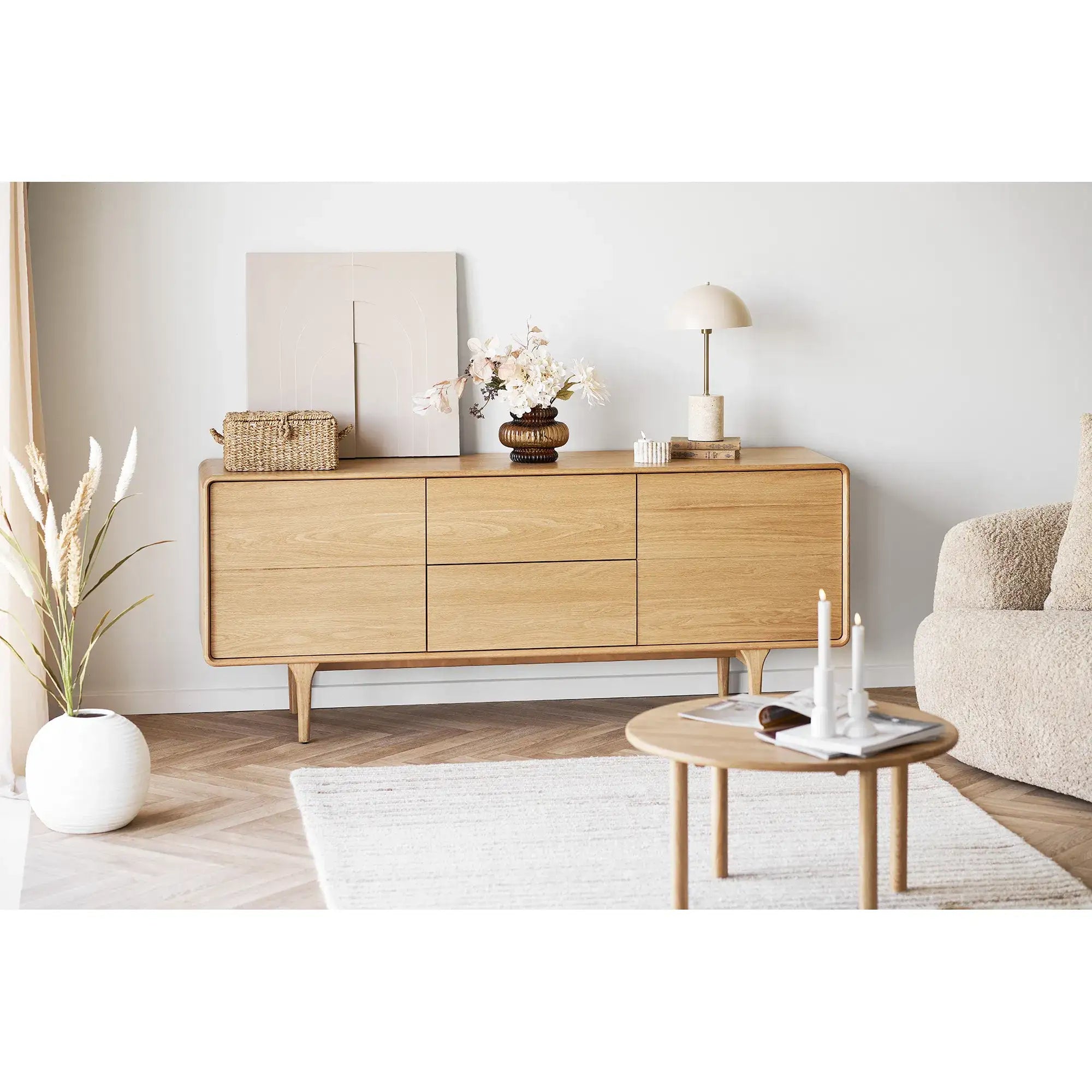 Wanddekoration in Beige 60x60 cm – Relief Wandbild im skandinavischen Stil