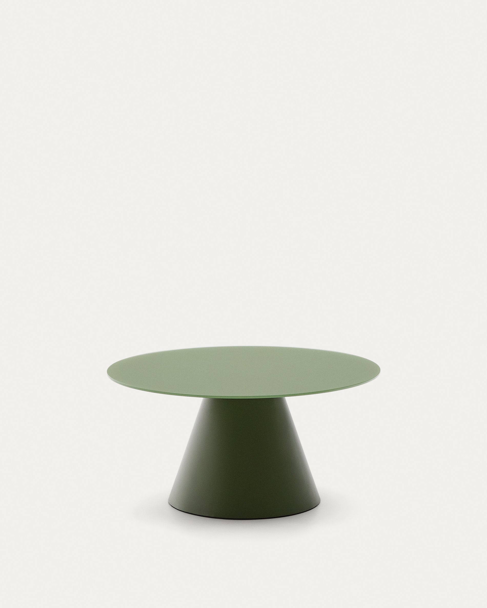 Wilshire Couchtisch Ø80 cm – Milchglas & Stahl in Grün (Modern Industrial Design)