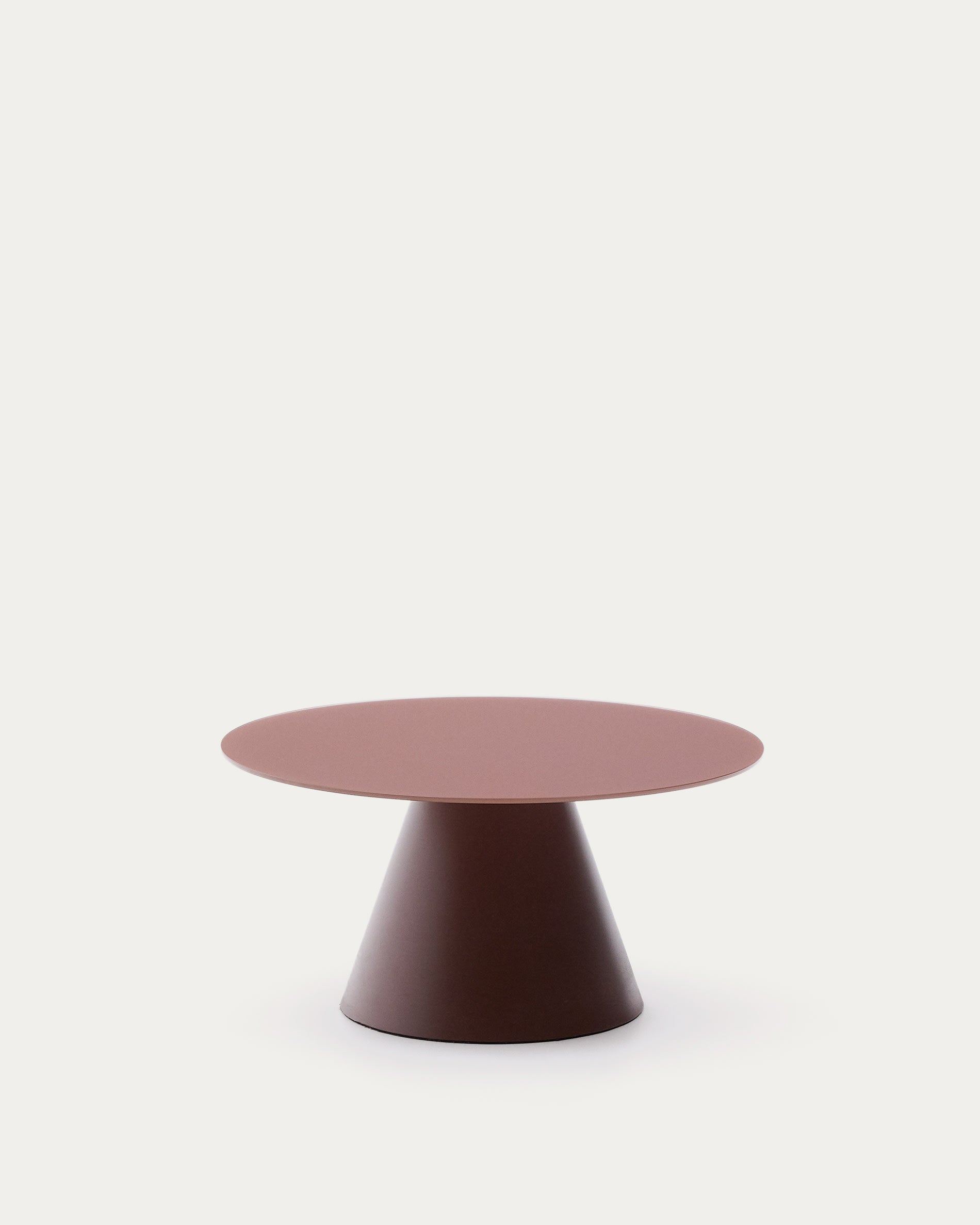 Wilshire Couchtisch Ø80 cm – Milchglas & Stahl in Terracotta (Design Statement)