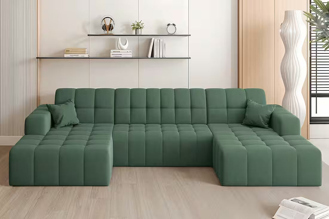Sofa Wohnlandschaft Nova in Samtvelours, 350 cm Breite
