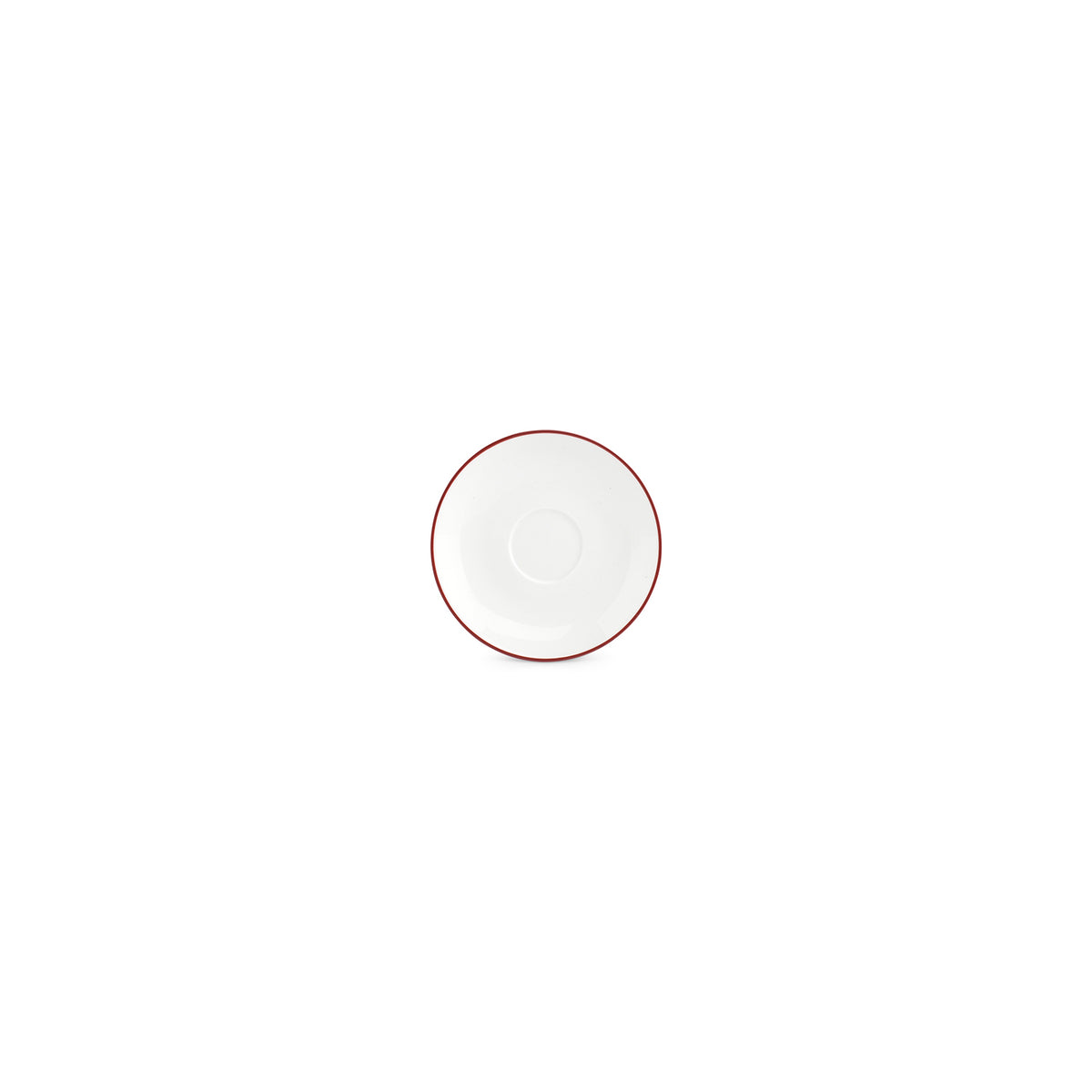 bonbistro Mokka-Untertasse 12,5 cm, burgunderfarbener Rand, Basic White – 6er-Set – Produktansicht 1