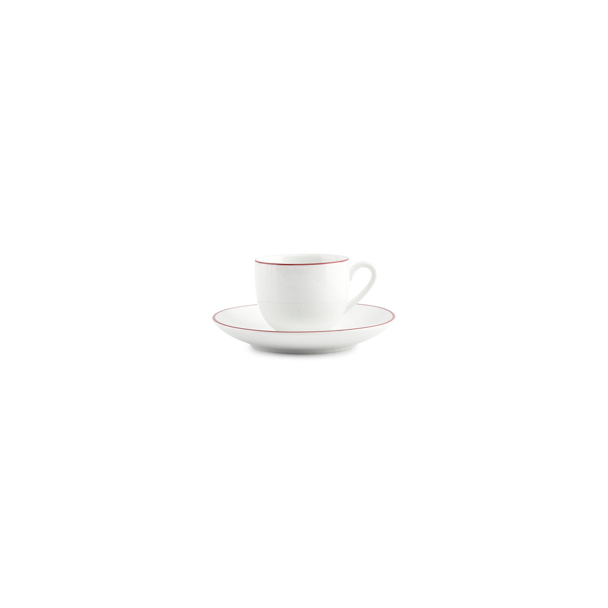bonbistro Mokka-Untertasse 12,5 cm, burgunderfarbener Rand, Basic White – 6er-Set – Produktansicht 3