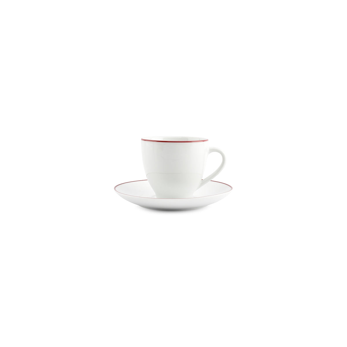 bonbistro Untertasse 14,5 cm burgunderfarbener Rand Basic White – 6er-Set – Produktansicht 3