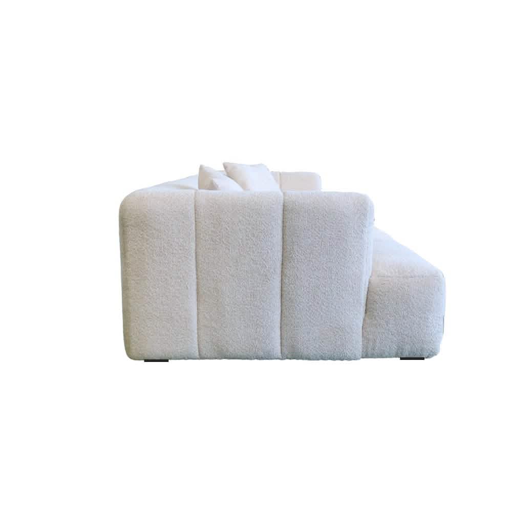 Bora Ecksofa (links) in Bouclé Grau, 304 cm Breite | PolsterOase