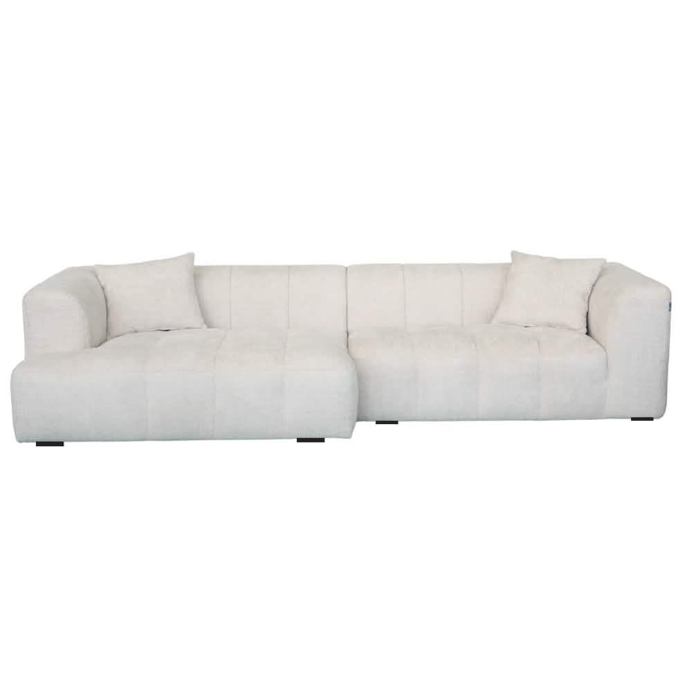 Bora Ecksofa (links) in Bouclé Beige, 304 cm Breite | PolsterOase